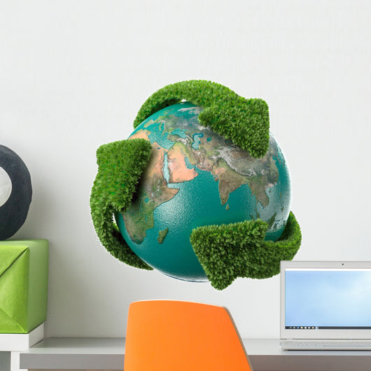 Globe with Green Arrows Wall Decal