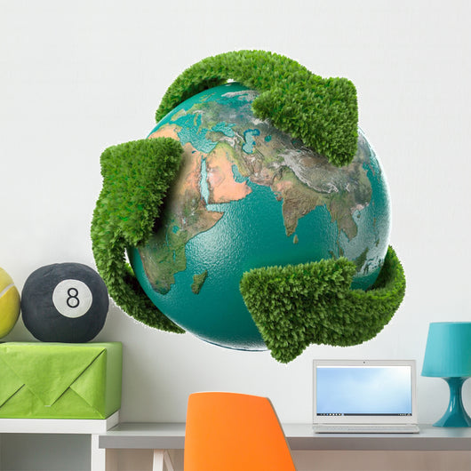 Globe with Green Arrows Wall Decal