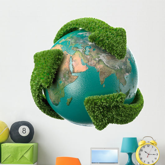 Globe with Green Arrows Wall Decal