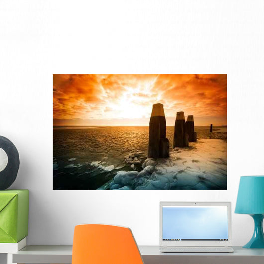 Cold Winter Sunset Landscape Wall Decal