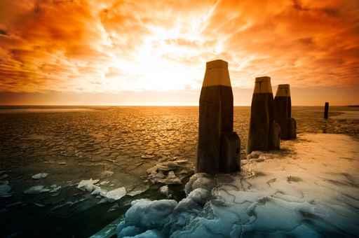 Cold Winter Sunset Landscape Wall Decal