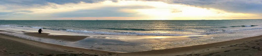Wide-angle Beach Scene Wall Decal Panoramic Wall Decal