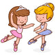Two Cute Ballerina Dancers Wall Decal Sticker Set