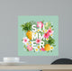Tropical Flowers and Leaves Background. Summer Design. Vector. T-shirt Design Wall Mural