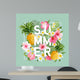 Tropical Flowers and Leaves Background. Summer Design. Vector. T-shirt Design Wall Mural