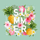 Tropical Flowers and Leaves Background. Summer Design. Vector. T-shirt Design Wall Mural