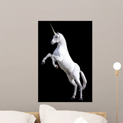 Rearing Unicorn Wall Decal shown on a wall