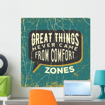 Inspirational Quote Great Things Wall Mural shown on a wall