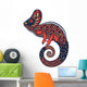 Colorful Red Ornate Chameleon Wall Decal