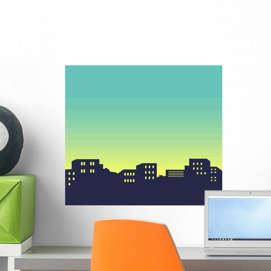Night City Skyline Illustration Wall Decal