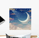 Illustration Night Sky with Moon and Stars Wall Decal