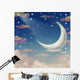Illustration Night Sky with Moon and Stars Wall Decal