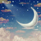 Illustration Night Sky with Moon and Stars Wall Decal