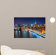  New York City night scene with Manhattan skyline and Brooklin B Wall Mural
