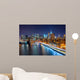  New York City night scene with Manhattan skyline and Brooklin B Wall Mural