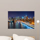  New York City night scene with Manhattan skyline and Brooklin B Wall Mural