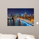  New York City night scene with Manhattan skyline and Brooklin B Wall Mural