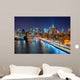 New York City night scene with Manhattan skyline and Brooklin B Wall Mural
