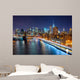  New York City night scene with Manhattan skyline and Brooklin B Wall Mural