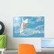 Flying White Dove Isolated on Blue Sky Wall Mural