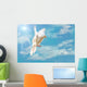 Flying White Dove Isolated on Blue Sky Wall Mural