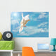 Flying White Dove Isolated on Blue Sky Wall Mural