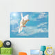 Flying White Dove Isolated on Blue Sky Wall Mural