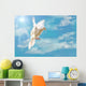 Flying White Dove Isolated on Blue Sky Wall Mural