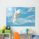 Flying White Dove Isolated on Blue Sky Wall Mural