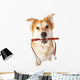 Dog With Leash in Mouth Excited for Walk Wall Decal