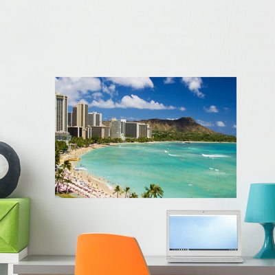 Waikiki Beach Oahu Hawaii shown on a wall