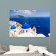 Wolrd famous blue dome churches in Oia, Santorini, Greece Wall Mural