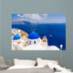 Wolrd famous blue dome churches in Oia, Santorini, Greece Wall Mural