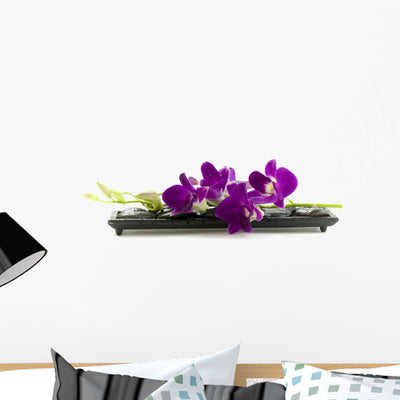 Beautiful Purple Orchid Wall Decal shown on a wall