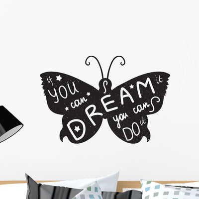 Lettering Motivation Poster Dream Wall Decal shown on a wall