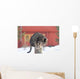Grey Tabby Cat Sitting on Post Wall Mural