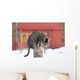 Grey Tabby Cat Sitting on Post Wall Mural