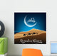 Ramadan kareem with camel walks through in desert on night day Wall Mural