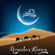 Ramadan kareem with camel walks through in desert on night day Wall Mural