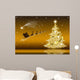 Golden Christmas Card with Wall Mural