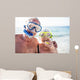 Happy senior couple with their diving mask at beach  Wall Mural