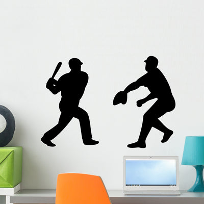 Baseball Player Wall Decal shown on a wall