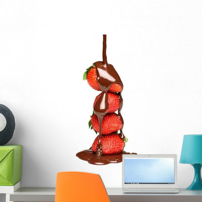 Chocolate Dipped Strawberries Wall Decal shown on a wall