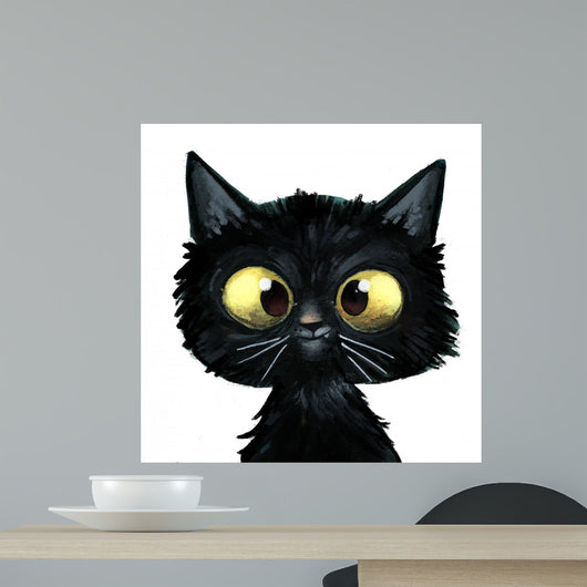 Gato Negro Ilustracion Wall Decal