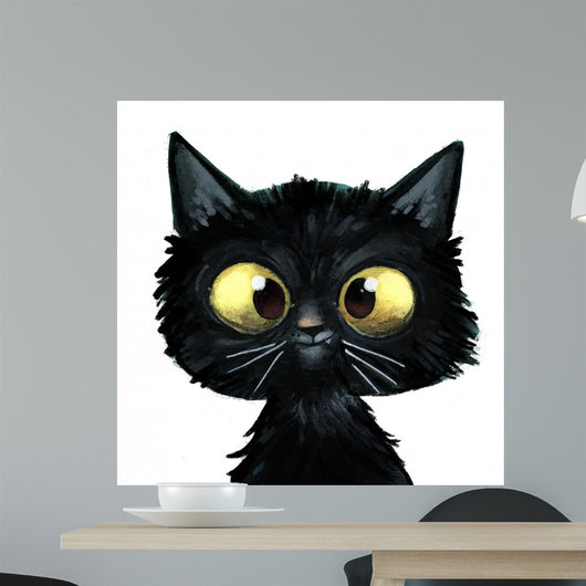 Gato Negro Ilustracion Wall Decal