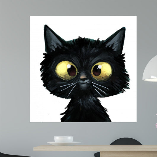 Gato Negro Ilustracion Wall Decal