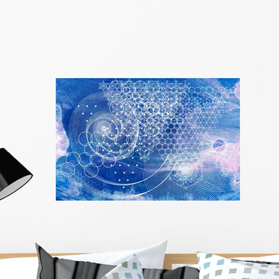 Golden Ratio Sacred Geometry Wall Mural shown on a wall
