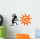 Black Kokopelli and Orange Sun Wall Decal