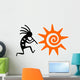 Black Kokopelli and Orange Sun Wall Decal