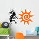 Black Kokopelli and Orange Sun Wall Decal